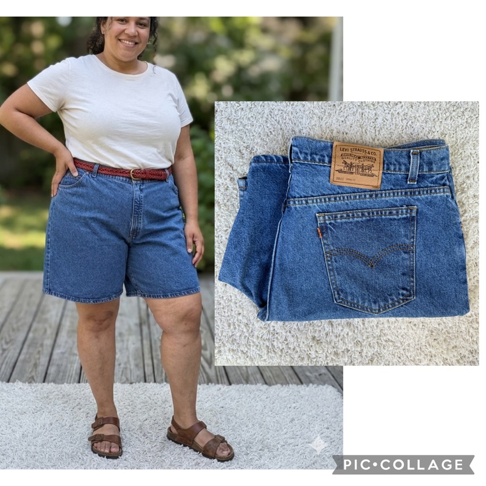 VTG Levi Orange Tab Jean Shorts USA Made Blue Denim Tapered 39922 SZ 22 or 40 In
